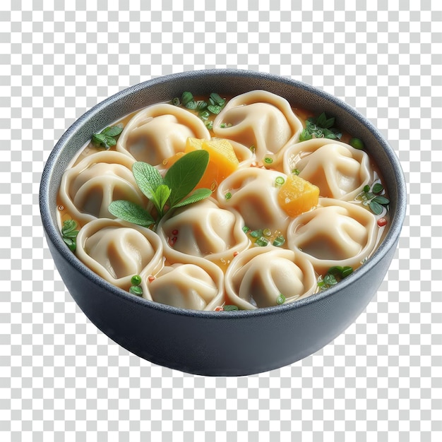 a seblak with dumpling in the bowl transparent background