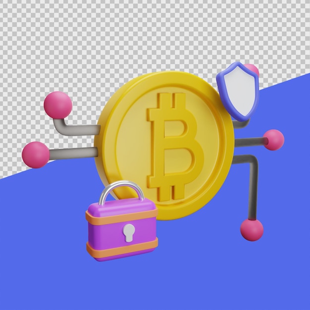 Secure Bitcoin 3D Bitcoin Illustrations