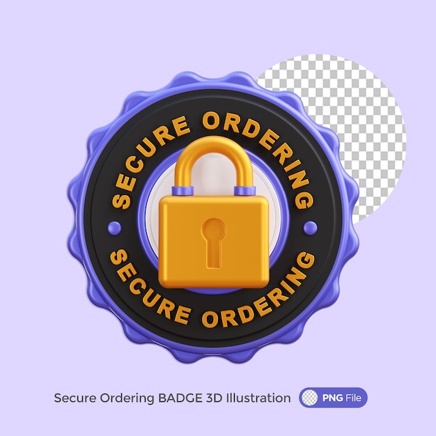 PSD secure ordering badge 3d illustration