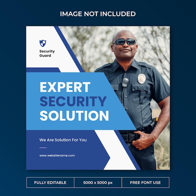 Security guard instagram post PSD template