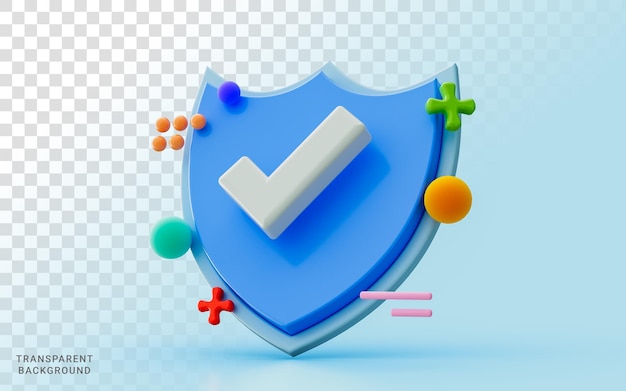 security shield check mark 3d illustration safety guaranty online secure payment method service