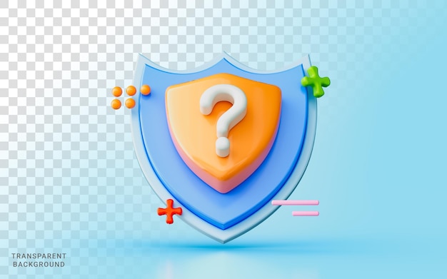 security shield question mark 3d illustration internet safety protection confusion online payment