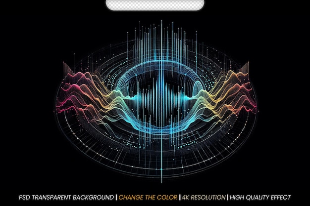 PSD segmented radio wave advanced digital music visualization transparent background