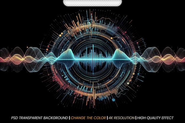 Segmented radio wave Advanced digital music visualization transparent background