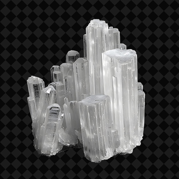 PSD selenite crystal with monoclinic shape and a white clear col png neon object on dark background