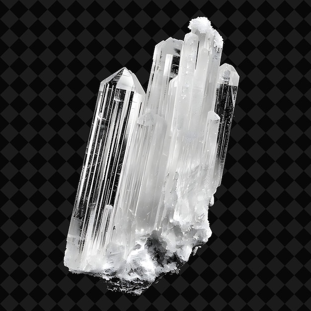 PSD selenite crystal with monoclinic shape and a white clear col png neon object on dark background