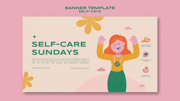 Self-care sundays banner template