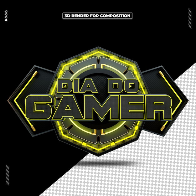 PSD selo 3d dia do gamer 29 de agosto