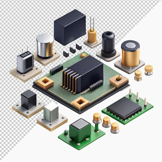 PSD semiconductor electronic components isometric composition