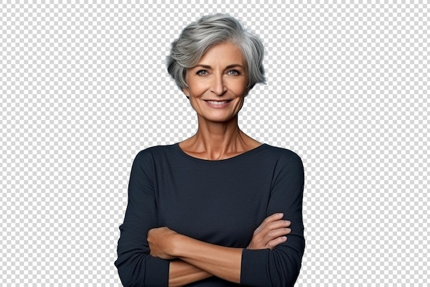 senior middleaged happy woman isolated on a transparent background