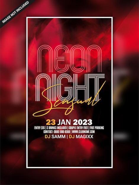 Sensual neon night club party instagram web banner