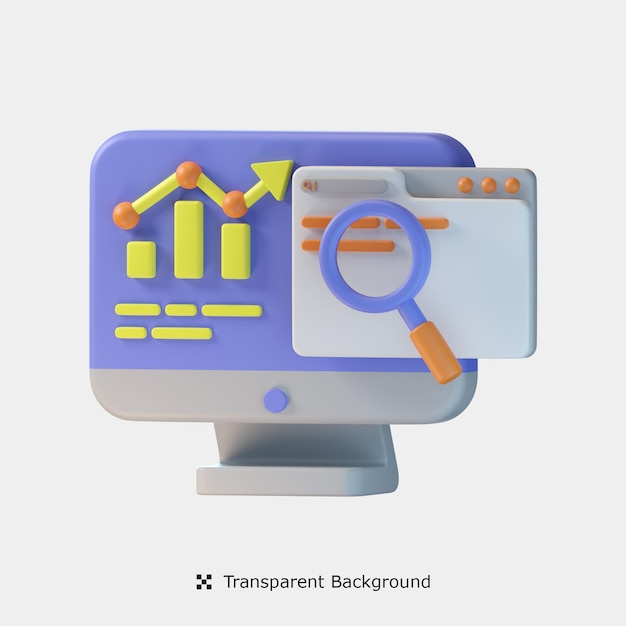 PSD seo analysis 3d icon illustration