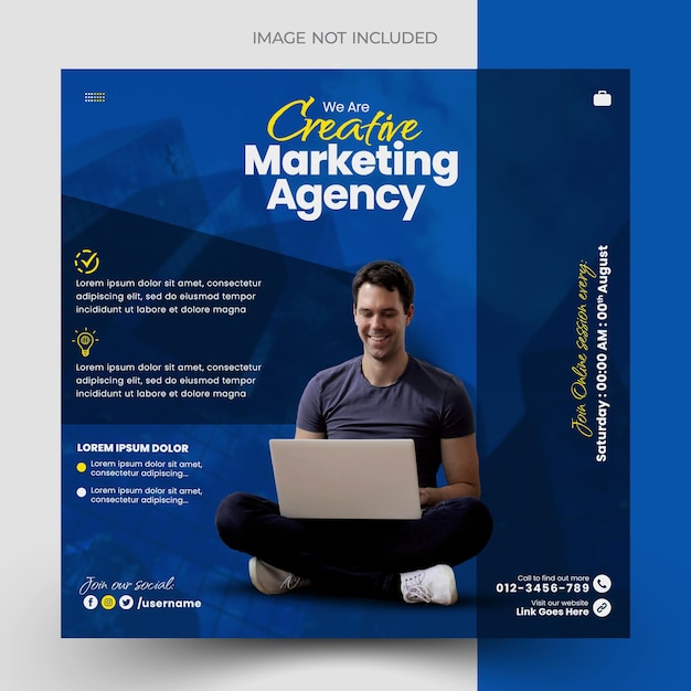 seo marketing experts or creative marketing agency social media post template