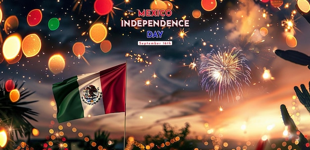 September 16 Mexican Independence Day with flag