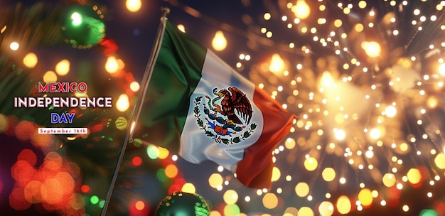 September 16 Mexican Independence Day with flag