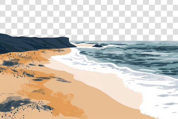 PSD serene coastal beach illustration