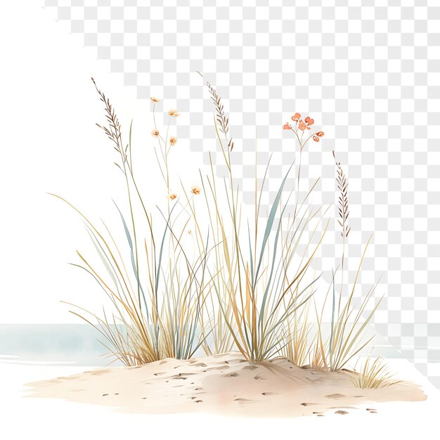 PSD serene coastal flora and sand dune landscape