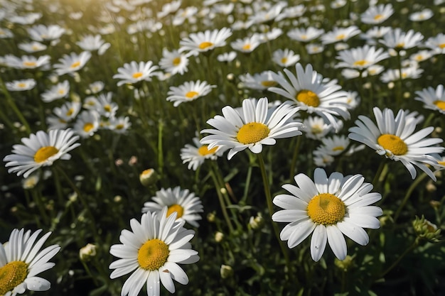 Serene Field of White Daisies in Bloom