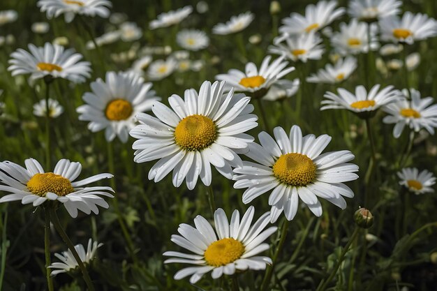 Serene Field of White Daisies in Bloom