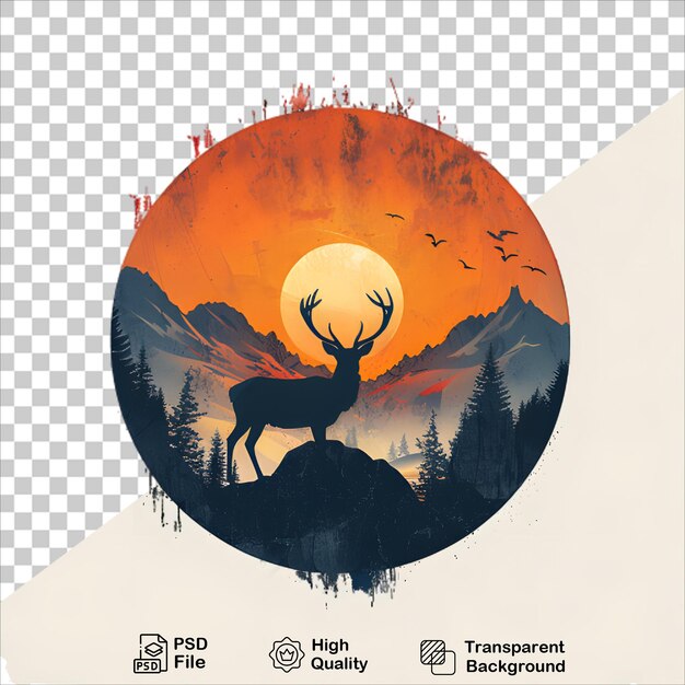 Serene Forest Sunset with Deer Illustration for TShirt