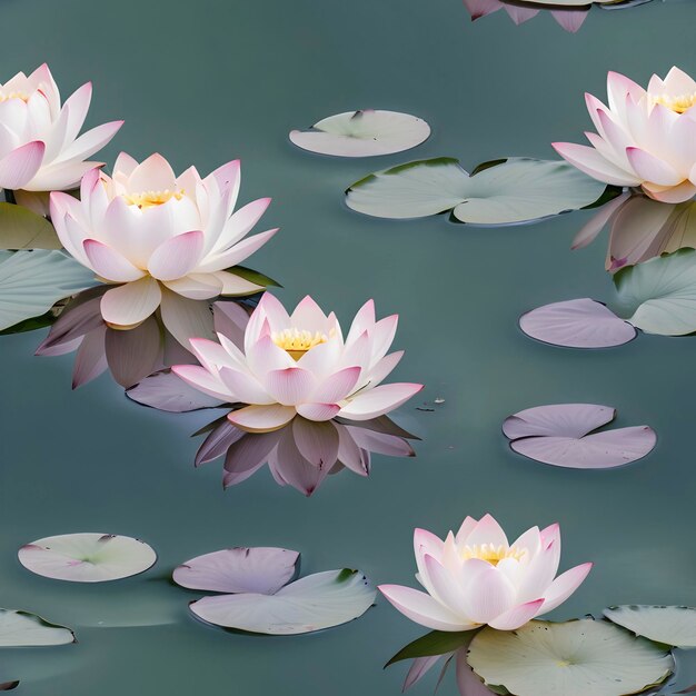 PSD serene lotus pond a vision in pink and white seamless pattern