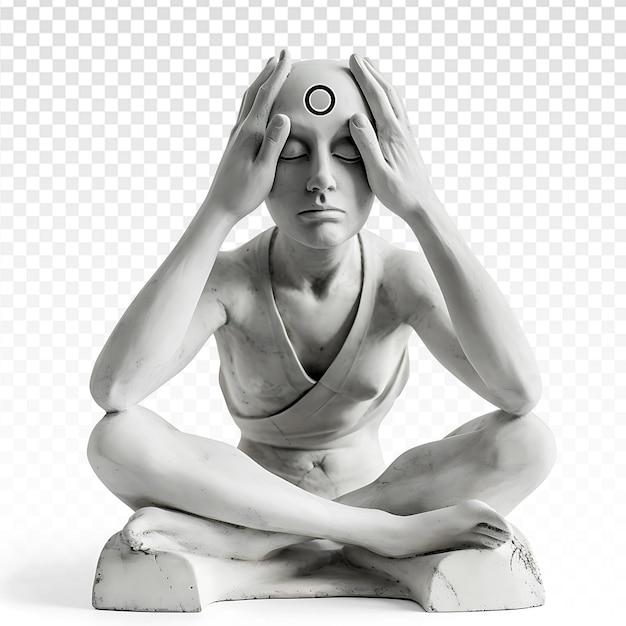 Serene Marble Statue Meditating with Focused Energy