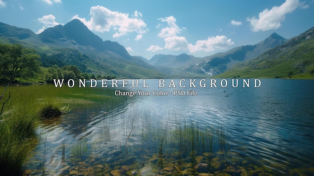 Serene Mountain Lake with Clear Water and Greenery