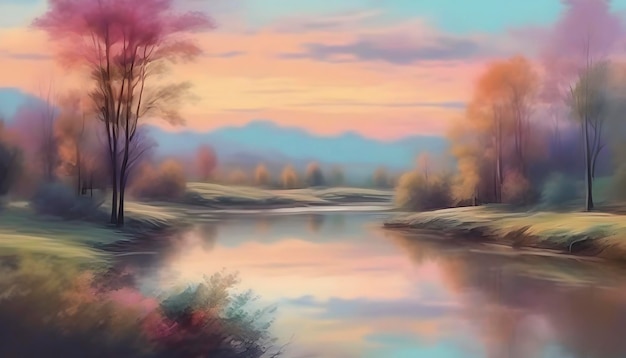 A serene natural landscape Abstract art