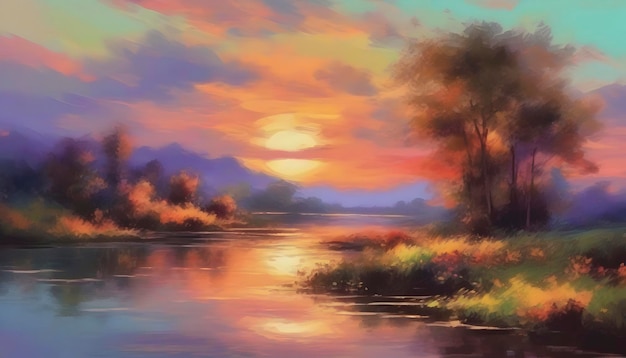 A serene natural landscape Abstract art