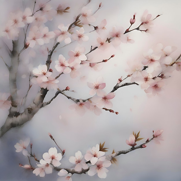 A serene scene of cherry blossoms AIGenerated