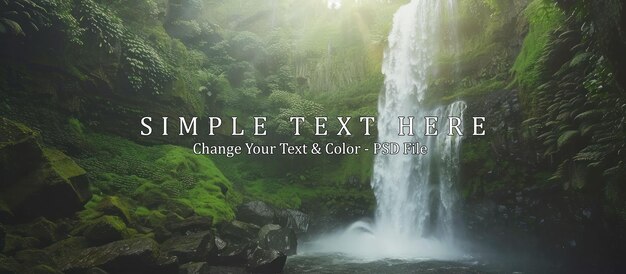 PSD serene waterfall in lush tropical forest