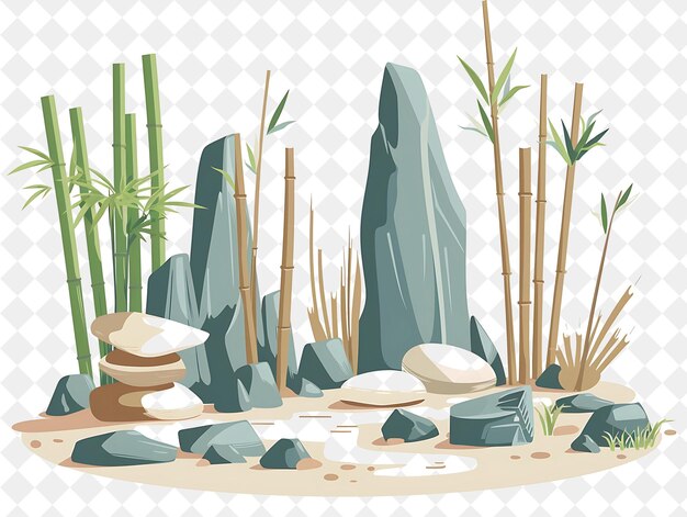 Serene Zen Garden Landscape With Meditative Rock Formations Illustration Natural Scenery Design