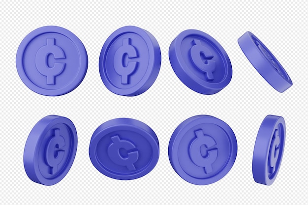 A series of blue coins with the letter C on them