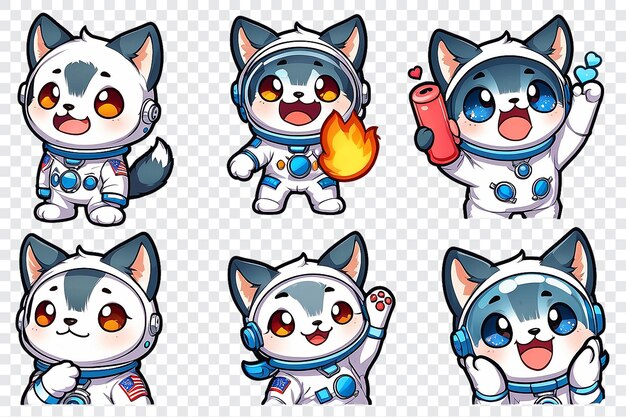 PSD a series of cartoon cats in space suits