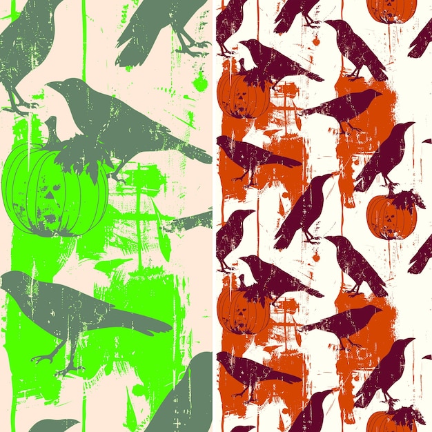 a series of different colored posters with birds on them