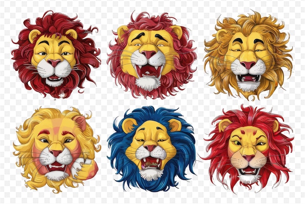 PSD a series of different faces of lions