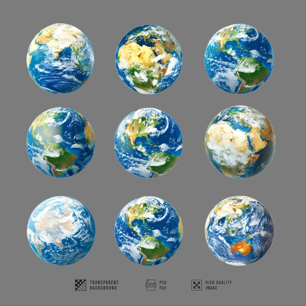 a series of earth images with different earth images without begrond hd quality