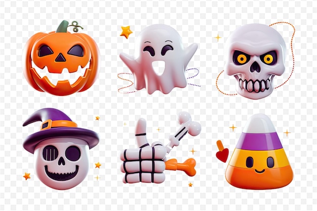 PSD a series of halloween icons including a ghost a ghost a ghost and a pumpkin