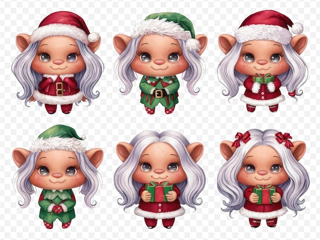 a series of images of a girl dressed as a elf