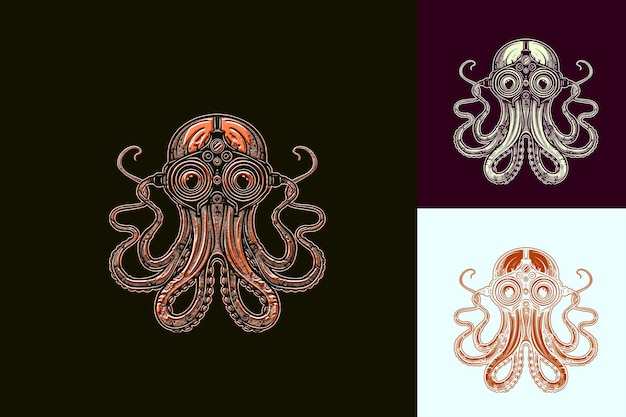 a series of images of octopus and octopus