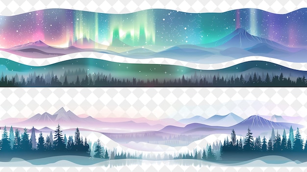 a series of images with the aurora borealis