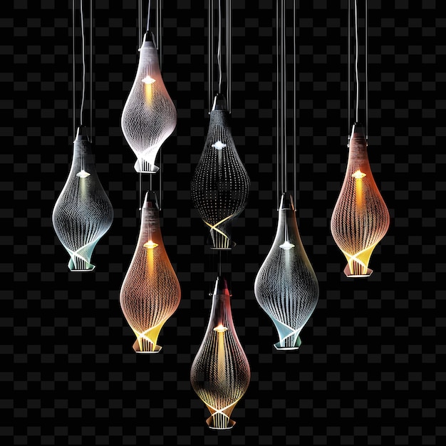 a series of lights hanging from a wire