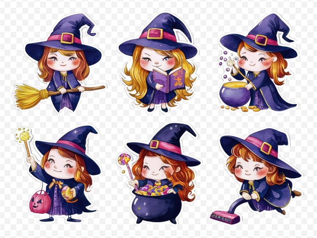 PSD a series of pictures of a cute little girl dressed as a witch