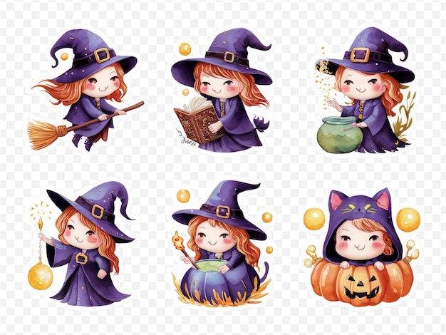 a series of pictures of a girl dressed as witch and witch