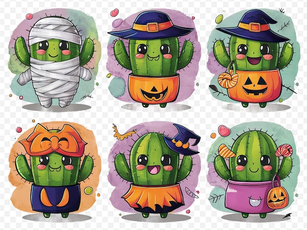 a series of pictures of green alien faces with a pumpkin on them