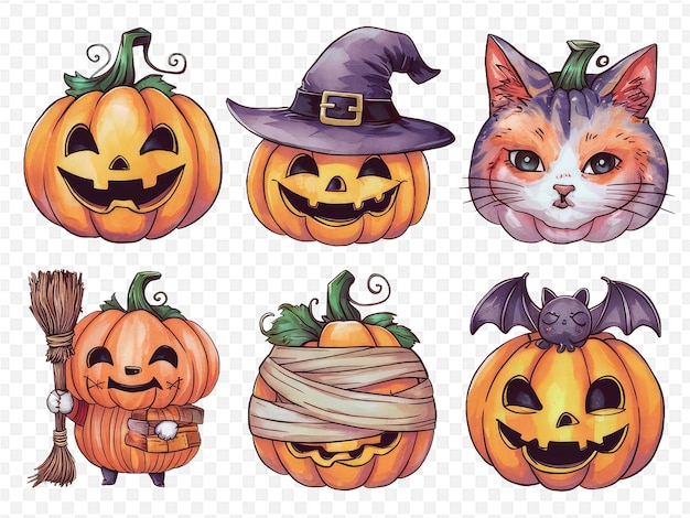 a series of pictures of pumpkins including a cat and a cat