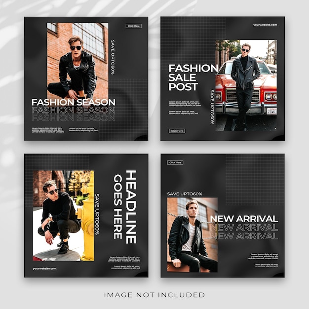 A series of posters with the words fashion and post