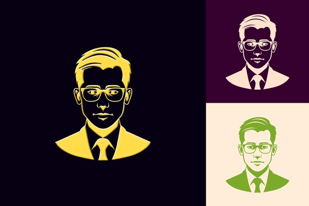 a series of three images of men with glasses and a yellow shirt