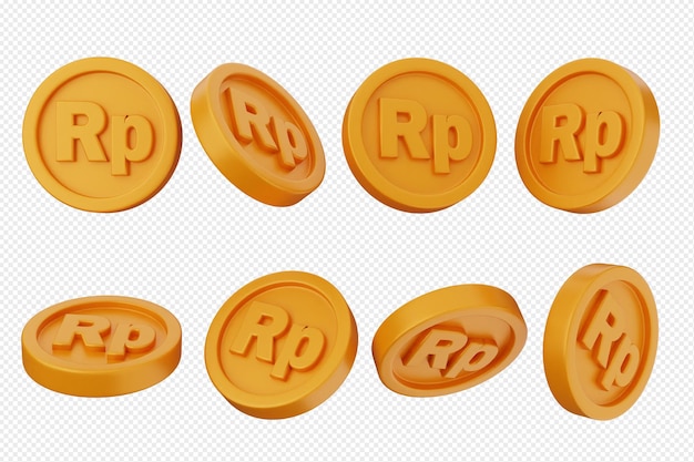 A series of yellow coins with the letters R and P on them