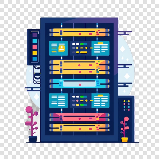 PSD server rack realistic photo isolated on transparent background